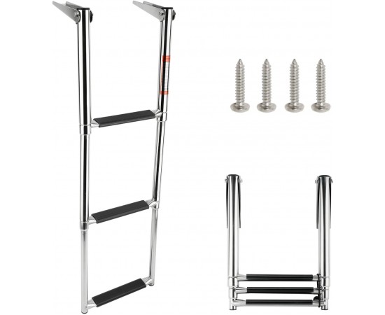 Amarine Made 3 Step Stainless Steel Telescoping Boat Ladder Swim Step